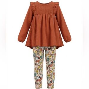 Sincerely Jules Kids Matching Set - Rust and Multicolor
